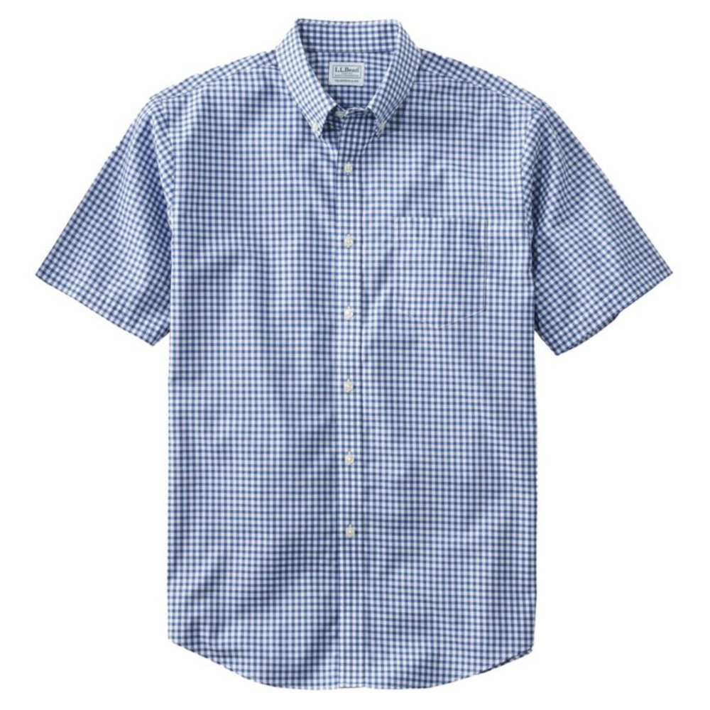 LL Bean preppy short sleeve gingham check shirt